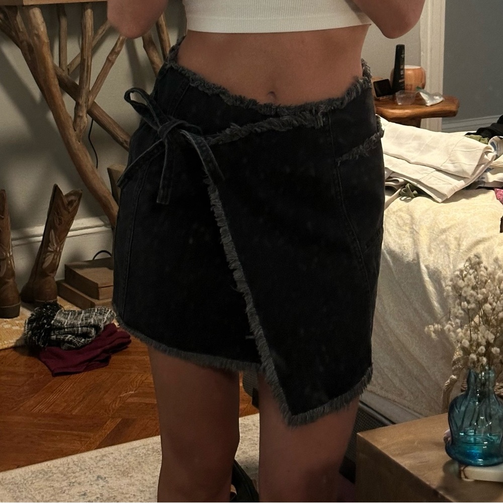 Zara Black Mini Wrap Skirt